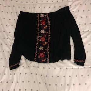 Off the shoulder long sleeve shirt